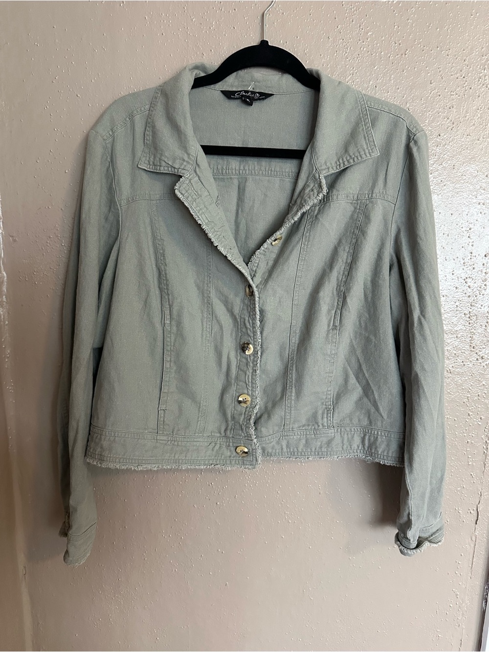 CHARLIE B Light Sage Jean Jacket